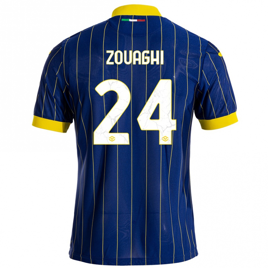 Niño Fútbol Camiseta Thomas Zouaghi #24 Azul Amarillo 1ª Equipación 2024/25 Argentina