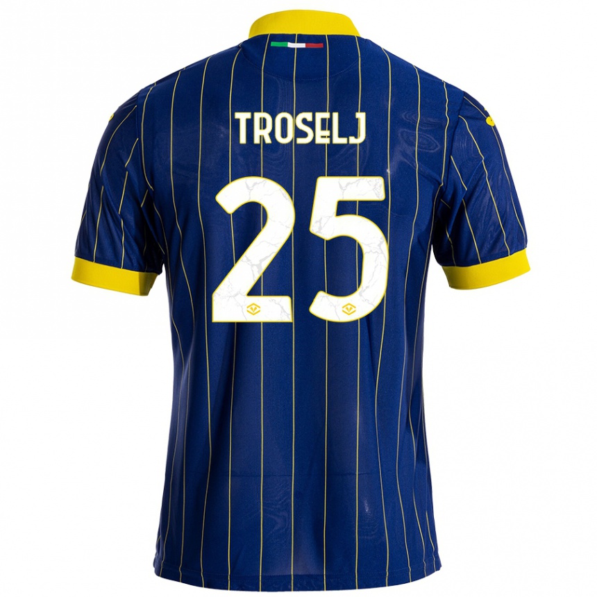 Niño Fútbol Camiseta Ethan Troselj #25 Azul Amarillo 1ª Equipación 2024/25 Argentina