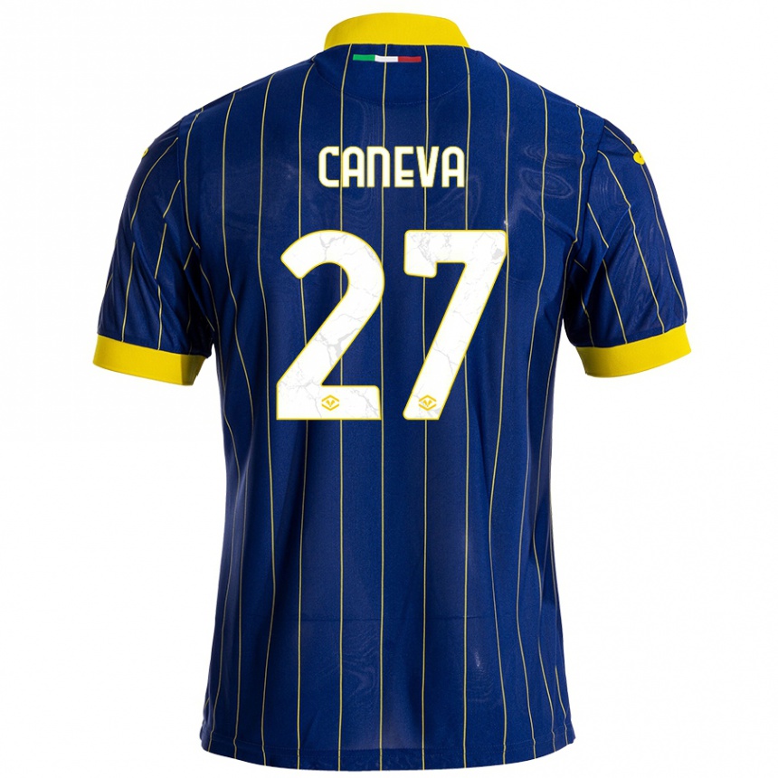 Niño Fútbol Camiseta Elia Caneva #27 Azul Amarillo 1ª Equipación 2024/25 Argentina