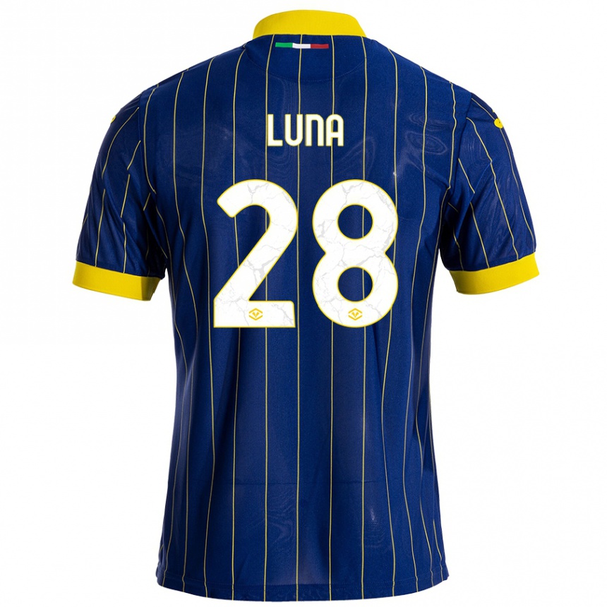 Niño Fútbol Camiseta Agustín Luna #28 Azul Amarillo 1ª Equipación 2024/25 Argentina