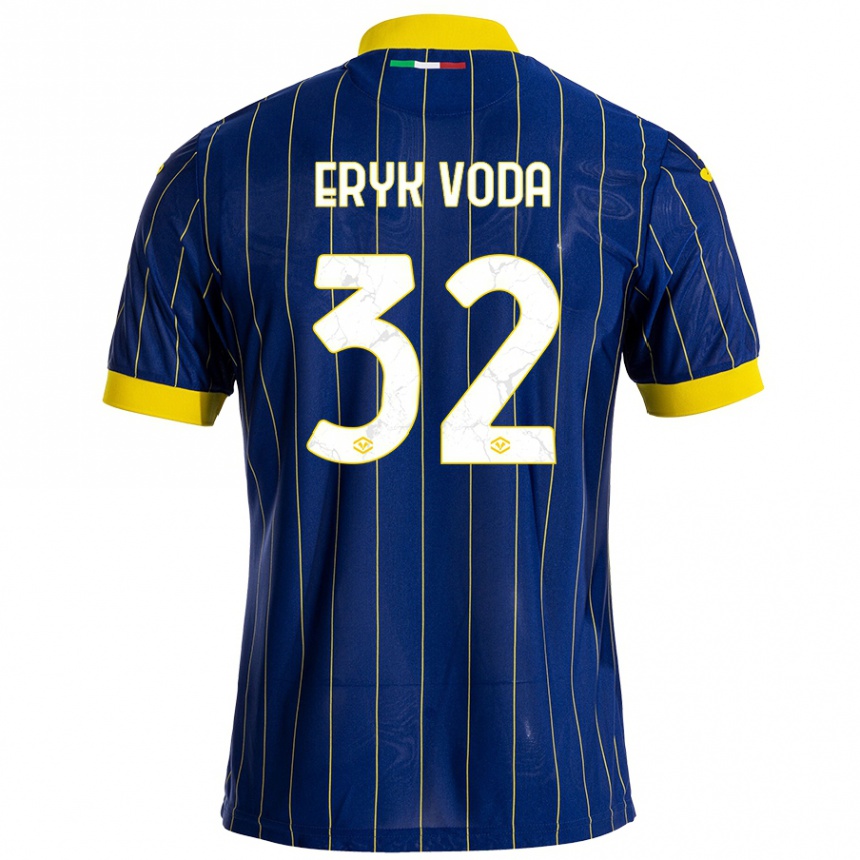 Niño Fútbol Camiseta Andrei Eryk Voda #32 Azul Amarillo 1ª Equipación 2024/25 Argentina