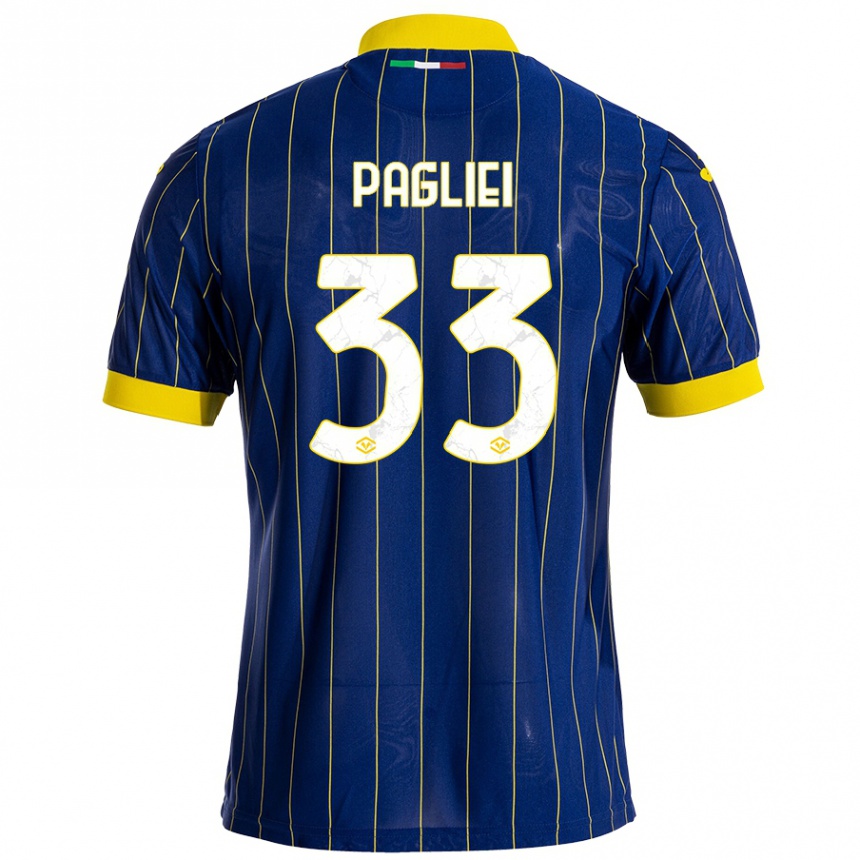 Niño Fútbol Camiseta Matteo Pagliei #33 Azul Amarillo 1ª Equipación 2024/25 Argentina