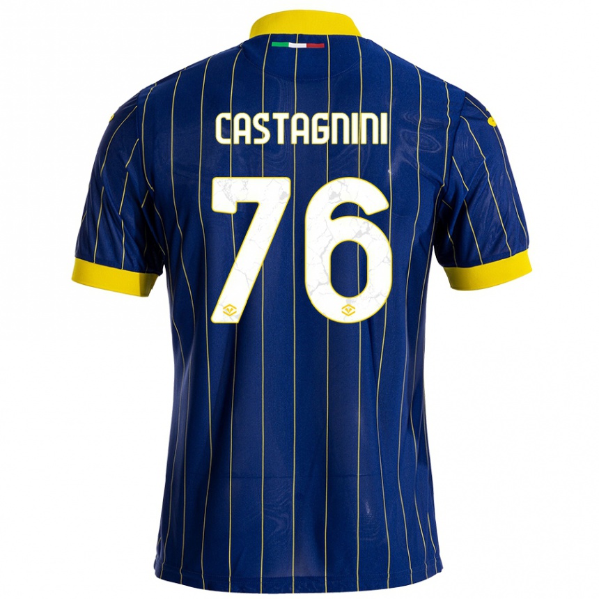 Niño Fútbol Camiseta Mirko Castagnini #76 Azul Amarillo 1ª Equipación 2024/25 Argentina