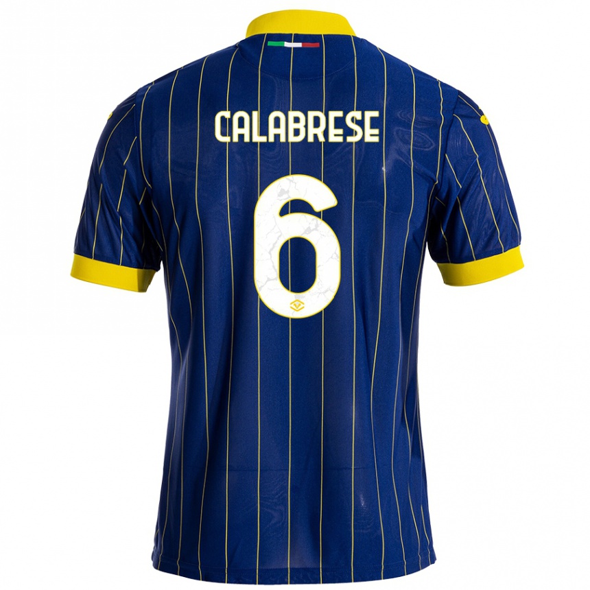 Niño Fútbol Camiseta Nicolò Calabrese #6 Azul Amarillo 1ª Equipación 2024/25 Argentina