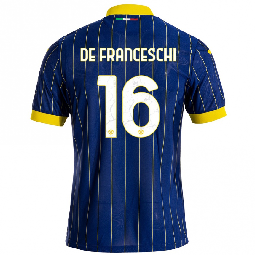 Niño Fútbol Camiseta Edoardo De Franceschi #16 Azul Amarillo 1ª Equipación 2024/25 Argentina