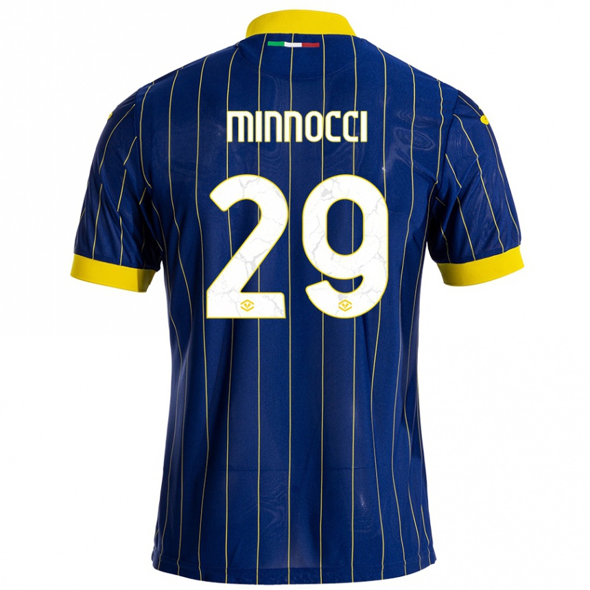 Niño Fútbol Camiseta Valerio Minnocci #29 Azul Amarillo 1ª Equipación 2024/25 Argentina