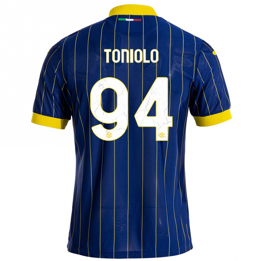 Niño Fútbol Camiseta Giacomo Toniolo #94 Azul Amarillo 1ª Equipación 2024/25 Argentina