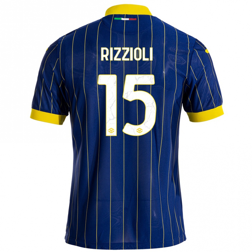 Niño Fútbol Camiseta Gaia Rizzioli #15 Azul Amarillo 1ª Equipación 2024/25 Argentina