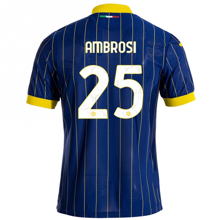 Niño Fútbol Camiseta Caterina Ambrosi #25 Azul Amarillo 1ª Equipación 2024/25 Argentina