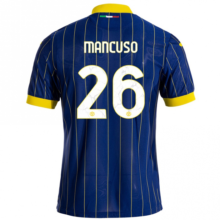 Niño Fútbol Camiseta Giulia Mancuso #26 Azul Amarillo 1ª Equipación 2024/25 Argentina