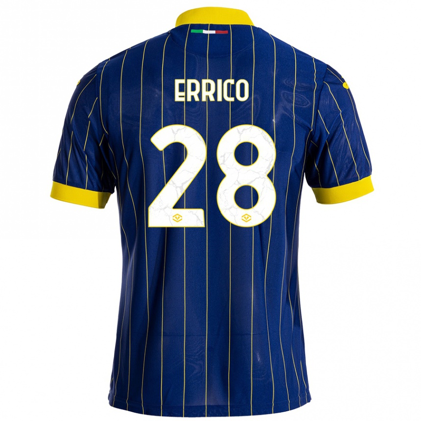 Niño Fútbol Camiseta Emma Raffaella Errico #28 Azul Amarillo 1ª Equipación 2024/25 Argentina