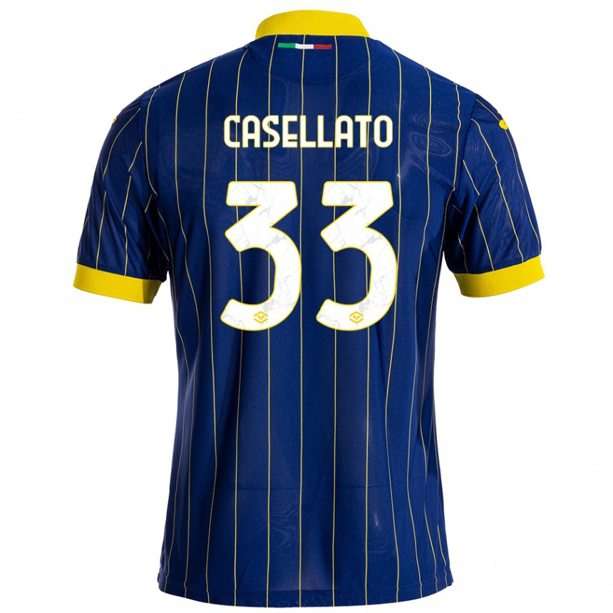 Niño Fútbol Camiseta Elisa Casellato #33 Azul Amarillo 1ª Equipación 2024/25 Argentina