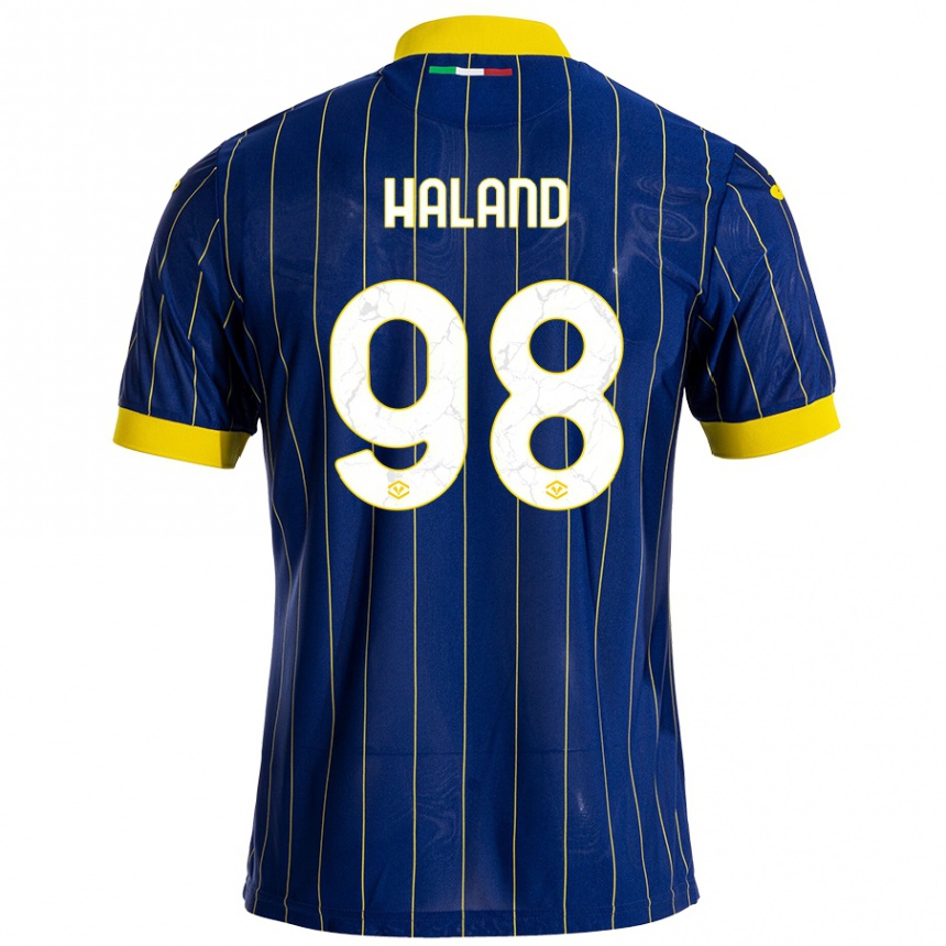 Niño Fútbol Camiseta Benedicte Iversen Håland #98 Azul Amarillo 1ª Equipación 2024/25 Argentina