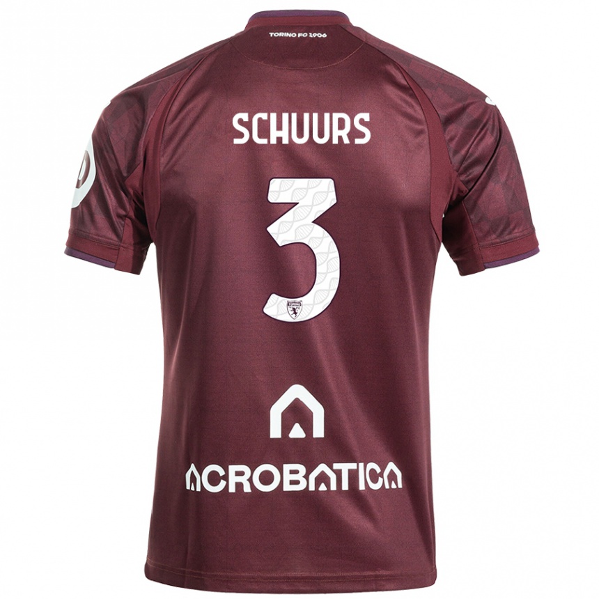 Niño Fútbol Camiseta Perr Schuurs #3 Granate Blanco 1ª Equipación 2024/25 Argentina