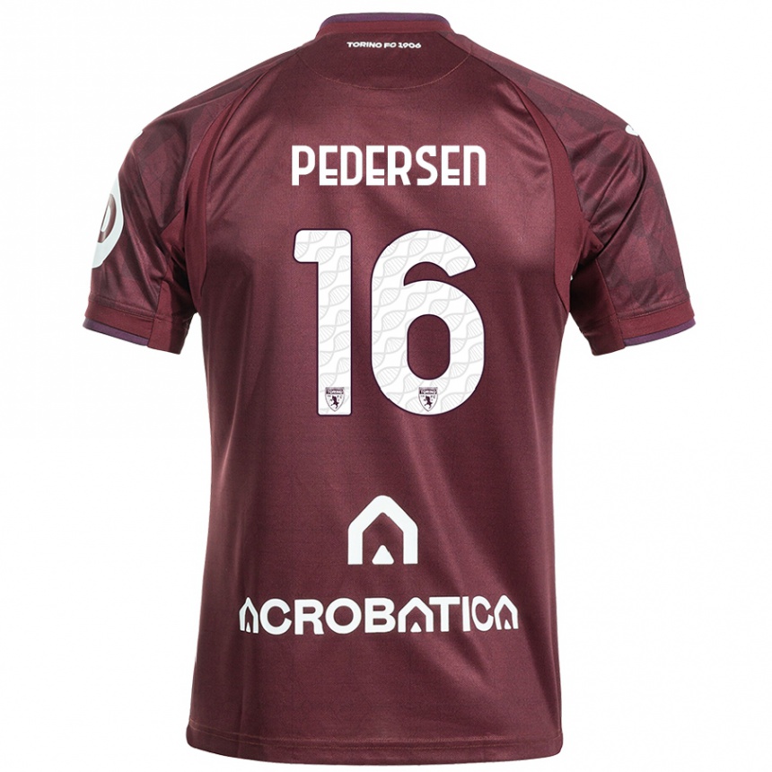 Niño Fútbol Camiseta Marcus Pedersen #16 Granate Blanco 1ª Equipación 2024/25 Argentina