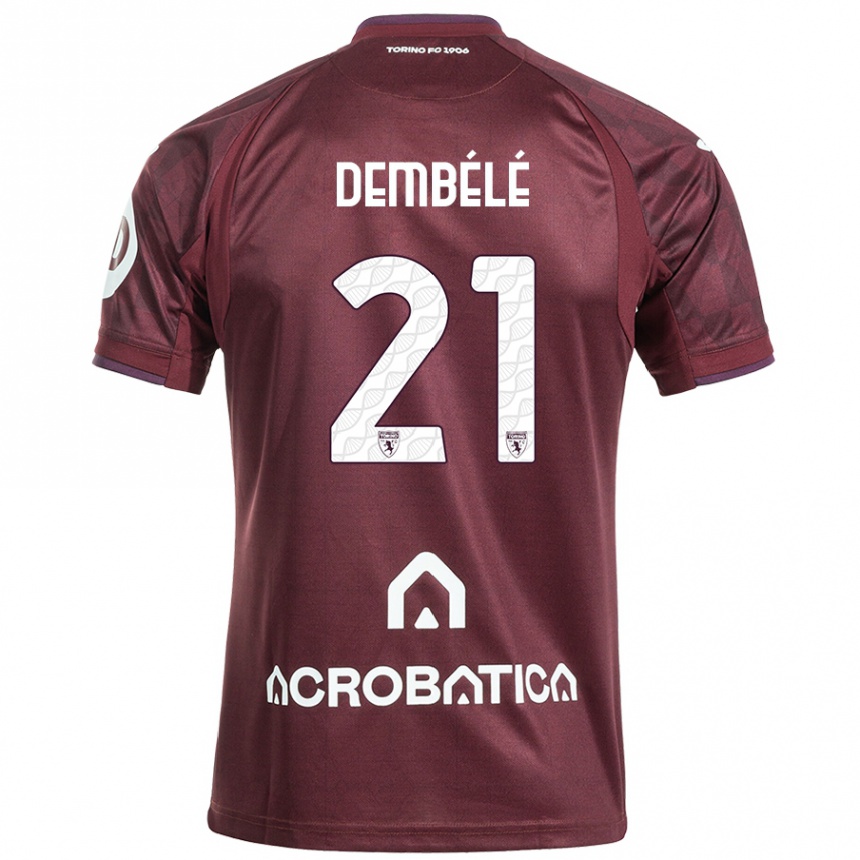 Niño Fútbol Camiseta Ali Dembélé #21 Granate Blanco 1ª Equipación 2024/25 Argentina