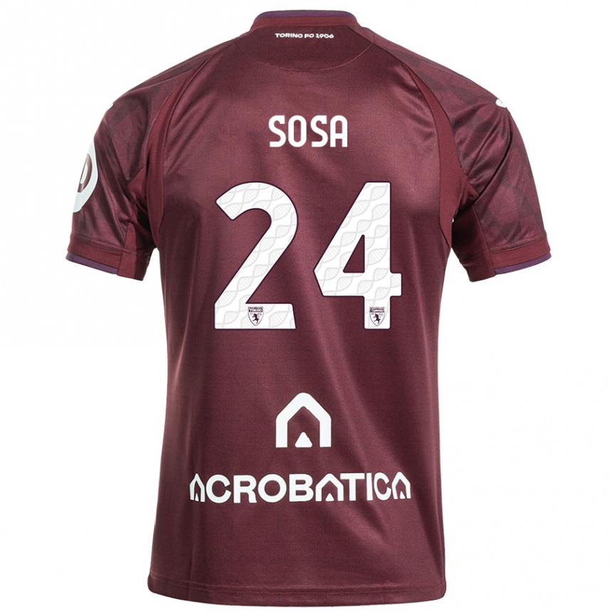 Niño Fútbol Camiseta Borna Sosa #24 Granate Blanco 1ª Equipación 2024/25 Argentina