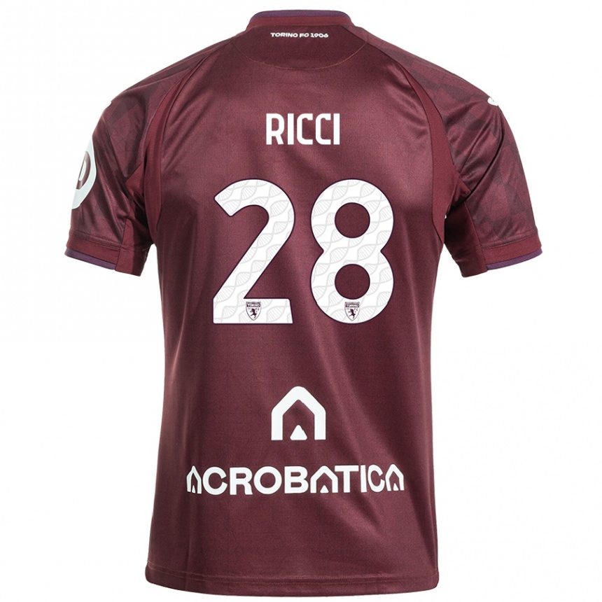 Niño Fútbol Camiseta Samuele Ricci #28 Granate Blanco 1ª Equipación 2024/25 Argentina