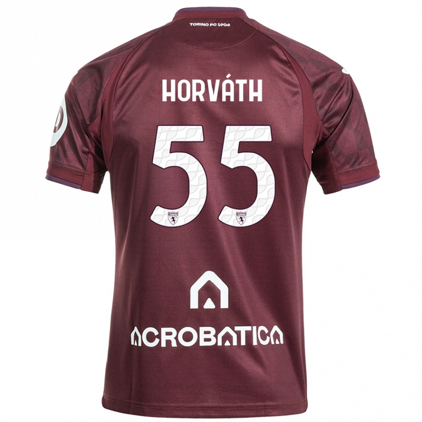 Niño Fútbol Camiseta Krisztofer Horváth #55 Granate Blanco 1ª Equipación 2024/25 Argentina