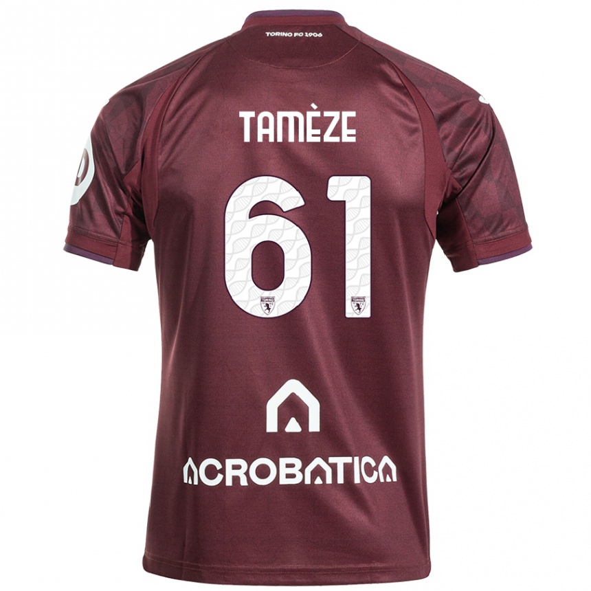 Niño Fútbol Camiseta Adrien Tamèze #61 Granate Blanco 1ª Equipación 2024/25 Argentina