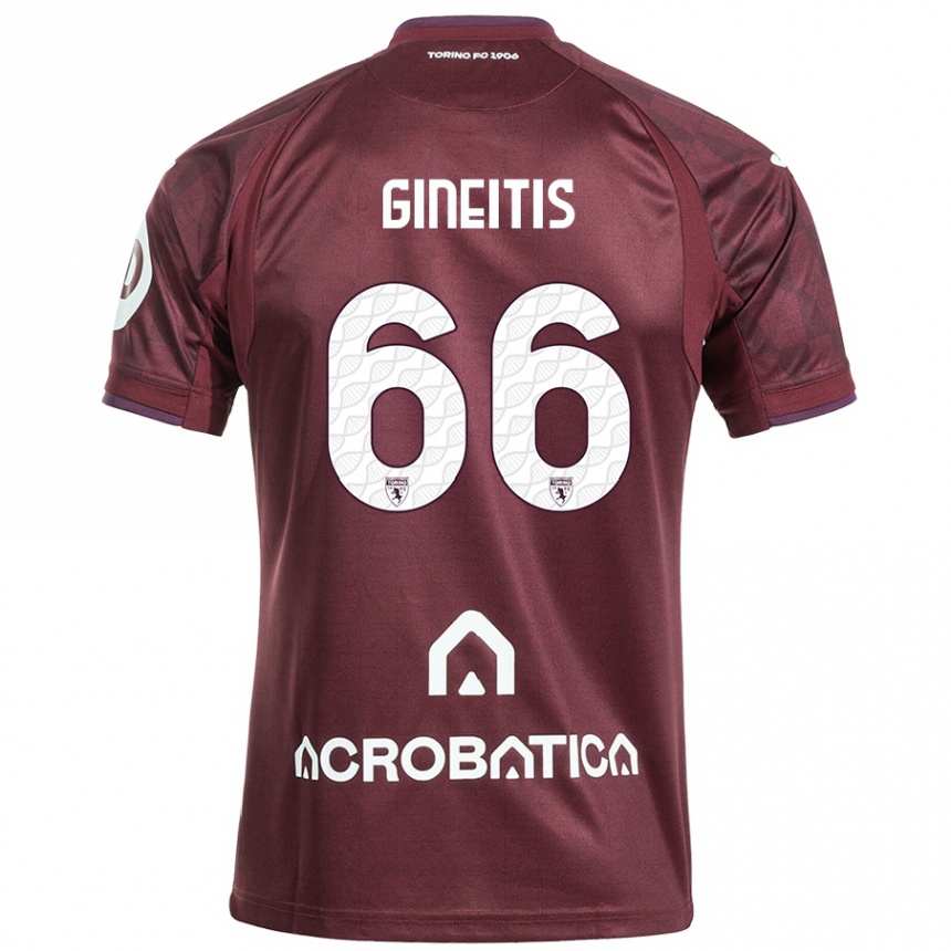 Niño Fútbol Camiseta Gvidas Gineitis #66 Granate Blanco 1ª Equipación 2024/25 Argentina