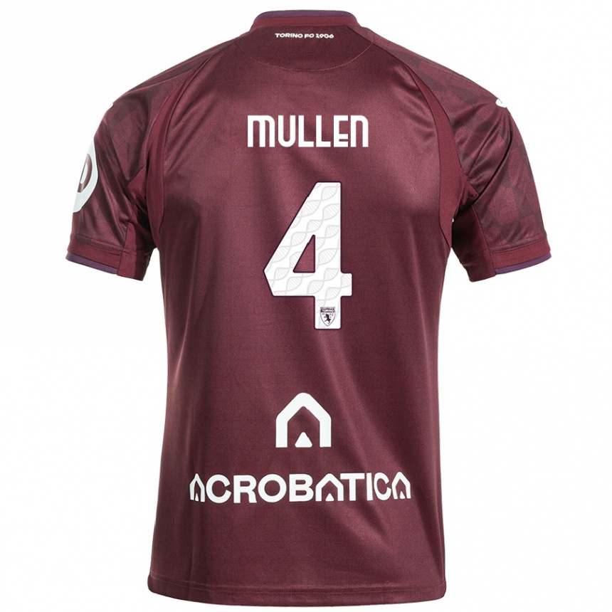 Niño Fútbol Camiseta Senan Mullen #4 Granate Blanco 1ª Equipación 2024/25 Argentina