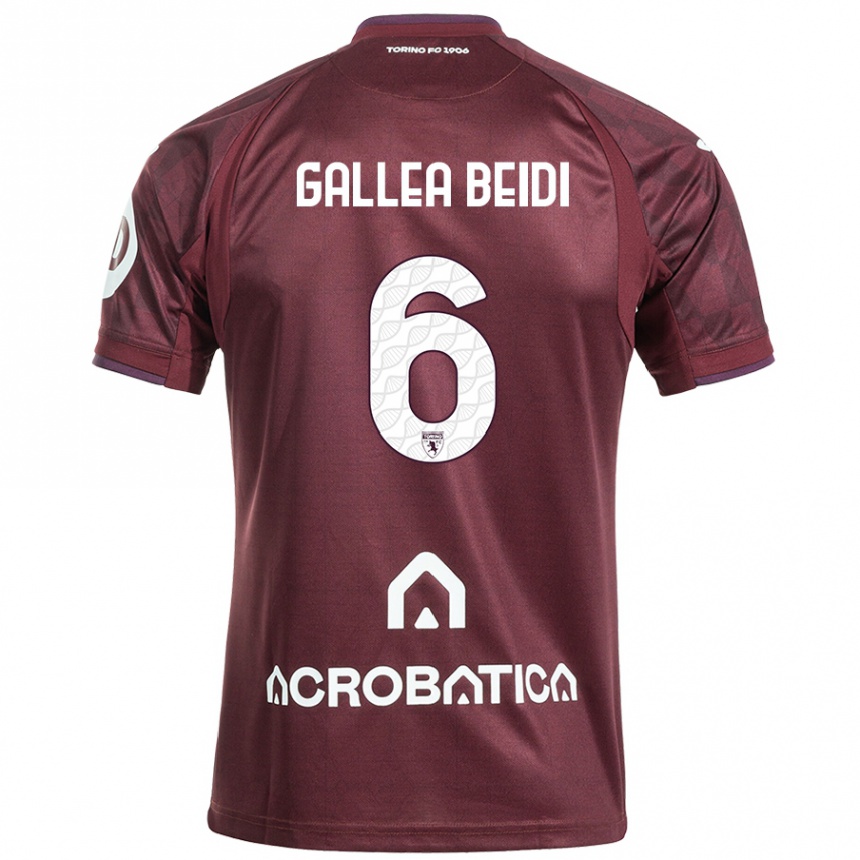 Niño Fútbol Camiseta Francesco Gallea Beidi #6 Granate Blanco 1ª Equipación 2024/25 Argentina