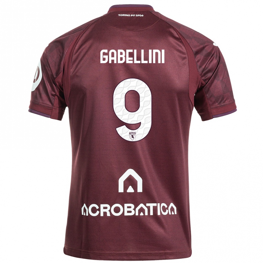 Niño Fútbol Camiseta Tommaso Gabellini #9 Granate Blanco 1ª Equipación 2024/25 Argentina