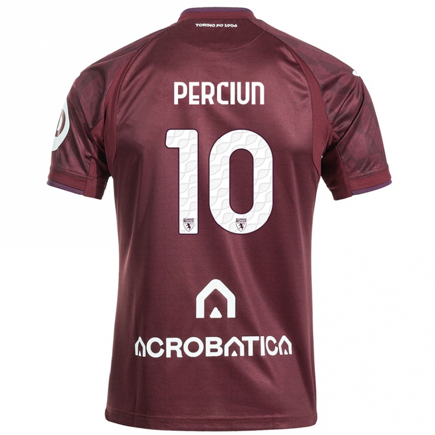 Niño Fútbol Camiseta Sergiu Perciun #10 Granate Blanco 1ª Equipación 2024/25 Argentina