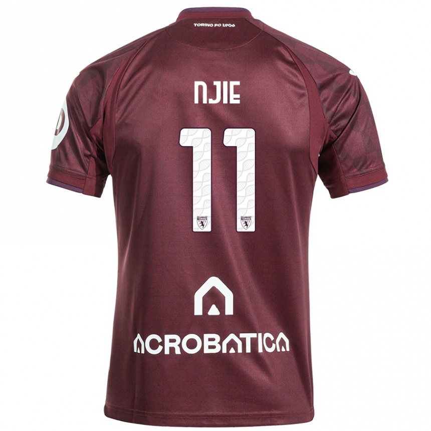 Niño Fútbol Camiseta Alieu Njie #11 Granate Blanco 1ª Equipación 2024/25 Argentina