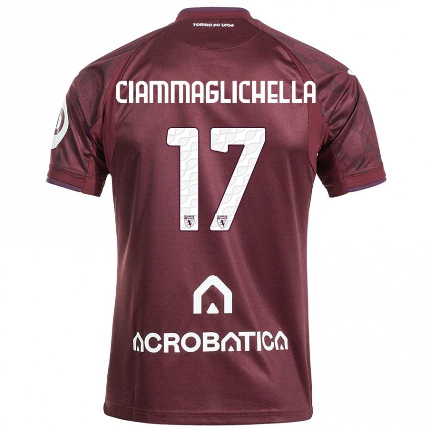 Niño Fútbol Camiseta Aaron Ciammaglichella #17 Granate Blanco 1ª Equipación 2024/25 Argentina