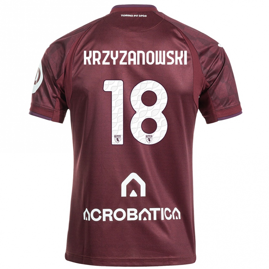 Niño Fútbol Camiseta Jakub Krzyzanowski #18 Granate Blanco 1ª Equipación 2024/25 Argentina