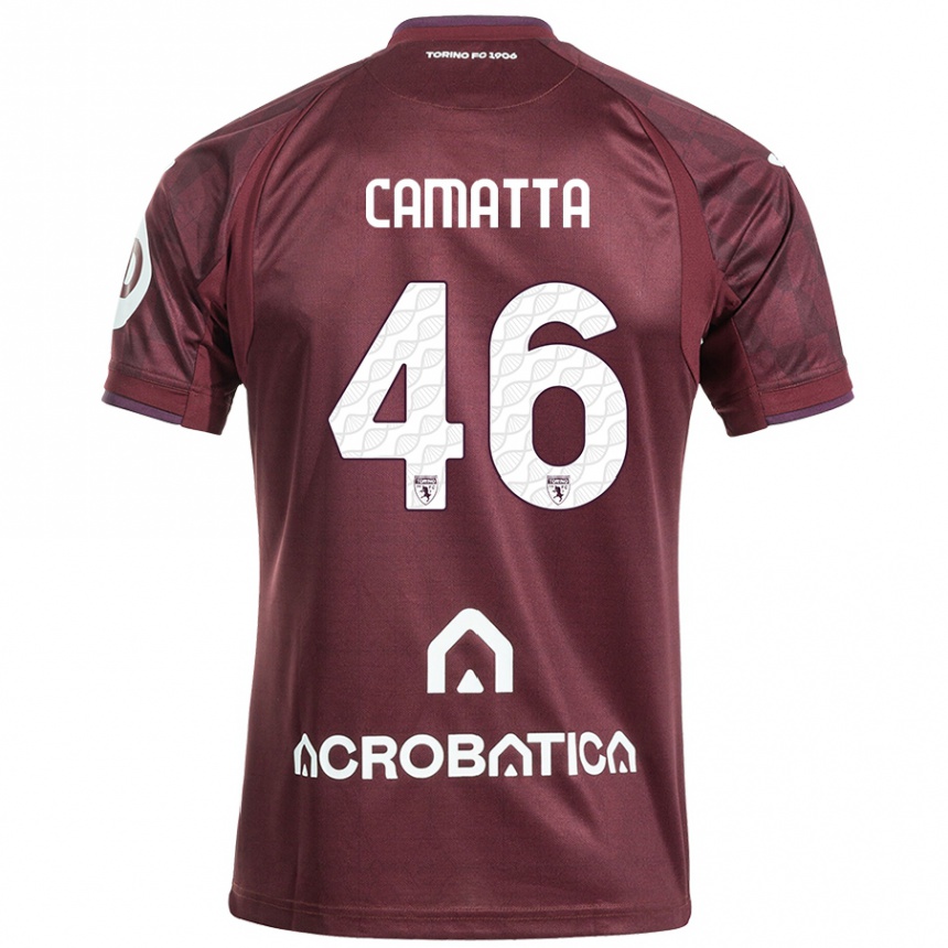 Niño Fútbol Camiseta Alessandro Camatta #46 Granate Blanco 1ª Equipación 2024/25 Argentina