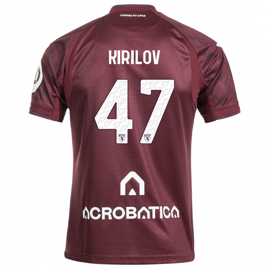 Niño Fútbol Camiseta Martin Kirilov #47 Granate Blanco 1ª Equipación 2024/25 Argentina