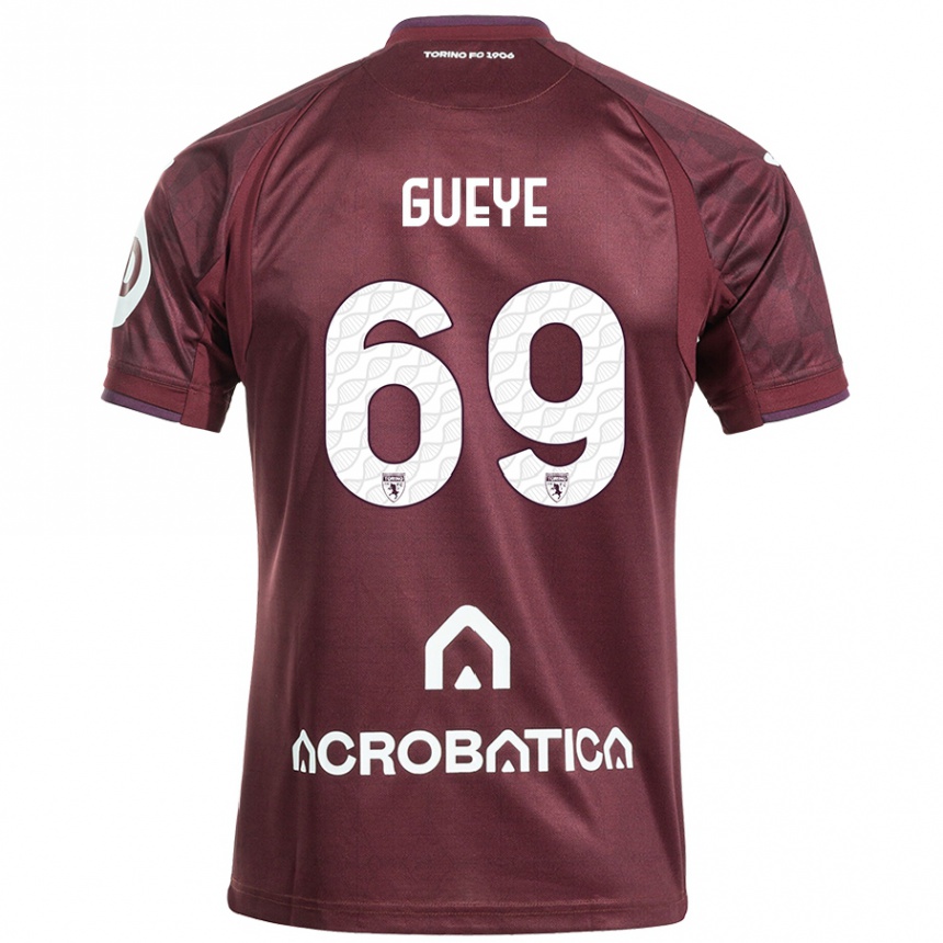 Niño Fútbol Camiseta Ousmane Gueye #69 Granate Blanco 1ª Equipación 2024/25 Argentina