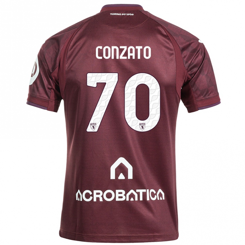 Niño Fútbol Camiseta Filippo Conzato #70 Granate Blanco 1ª Equipación 2024/25 Argentina