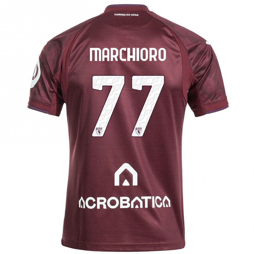 Niño Fútbol Camiseta Raffaele Marchioro #77 Granate Blanco 1ª Equipación 2024/25 Argentina