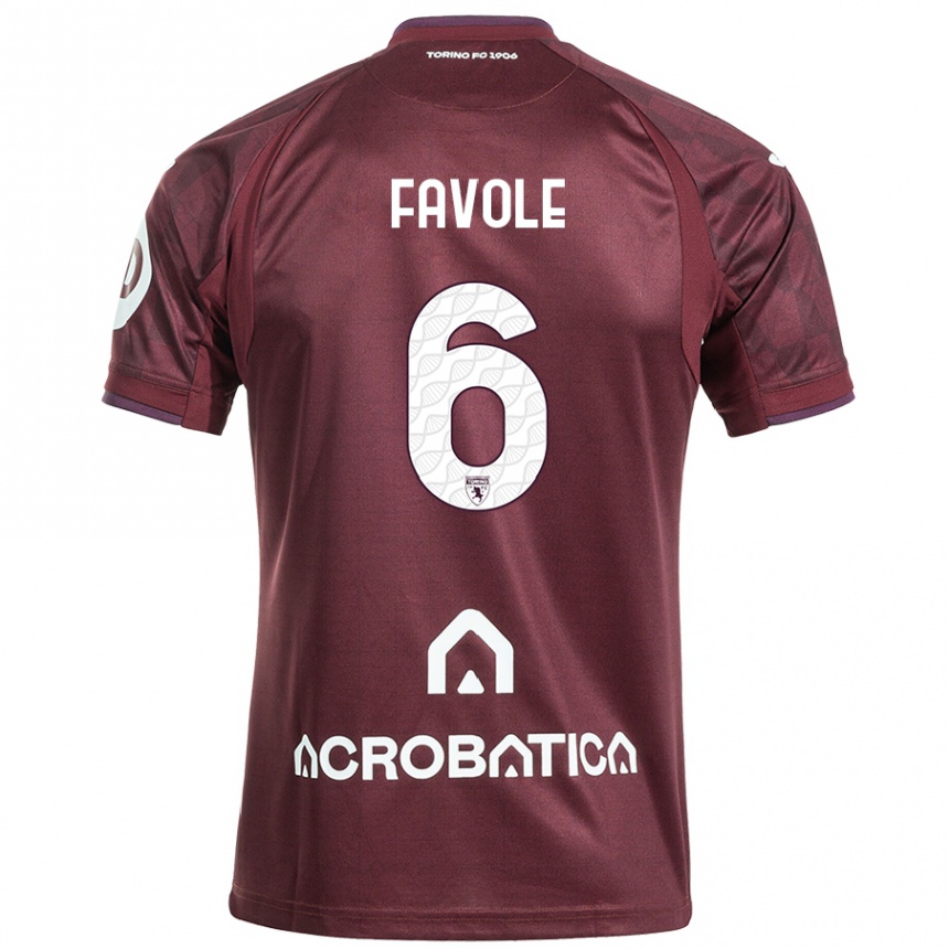 Niño Fútbol Camiseta Stefania Favole #6 Granate Blanco 1ª Equipación 2024/25 Argentina