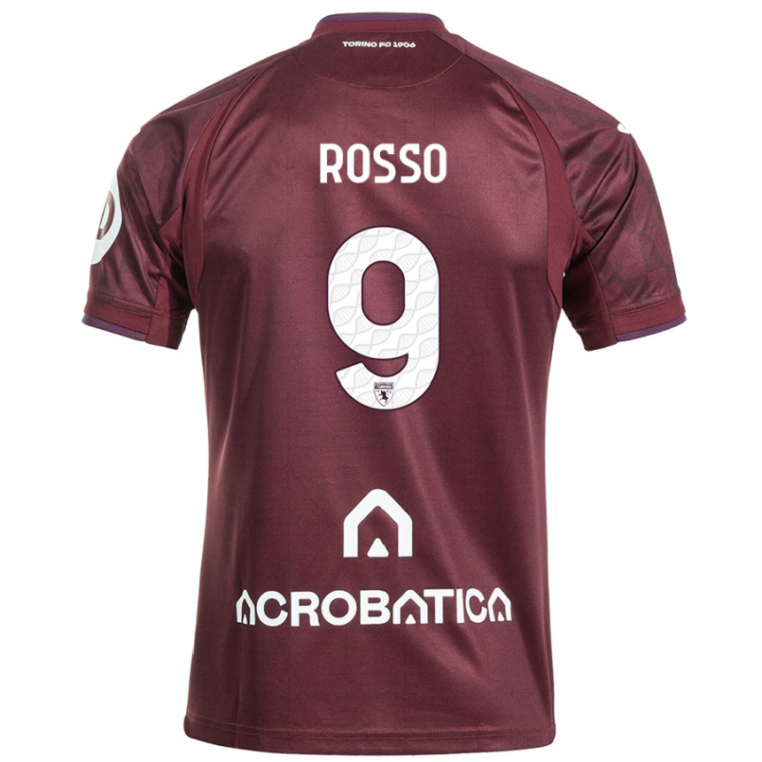 Niño Fútbol Camiseta Eleonora Rosso #9 Granate Blanco 1ª Equipación 2024/25 Argentina