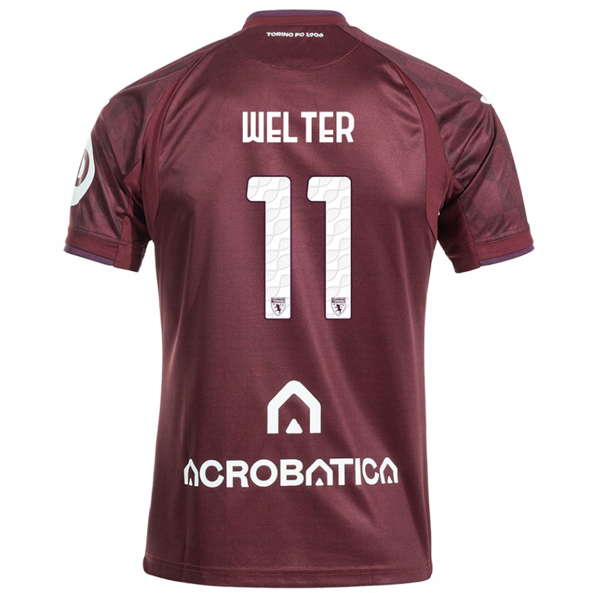 Niño Fútbol Camiseta Francesca Welter #11 Granate Blanco 1ª Equipación 2024/25 Argentina