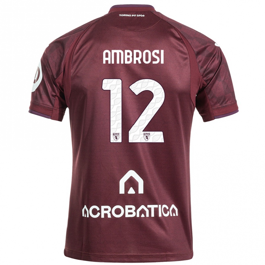 Niño Fútbol Camiseta Martina Ambrosi #12 Granate Blanco 1ª Equipación 2024/25 Argentina