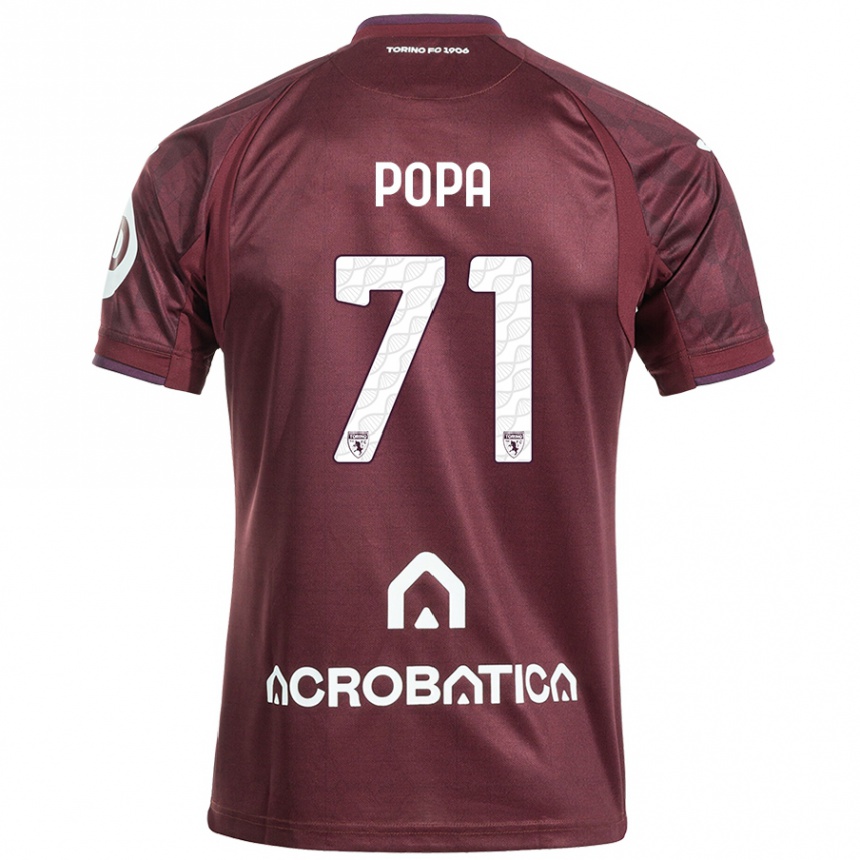 Niño Fútbol Camiseta Mihai Popa #71 Granate Blanco 1ª Equipación 2024/25 Argentina