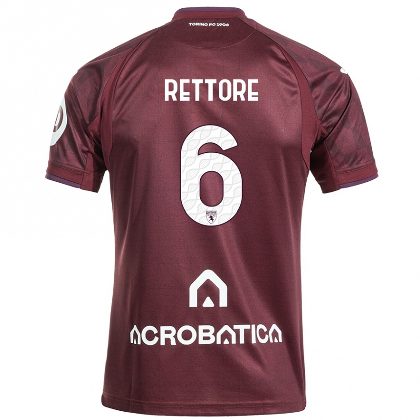 Niño Fútbol Camiseta Mirko Rettore #6 Granate Blanco 1ª Equipación 2024/25 Argentina