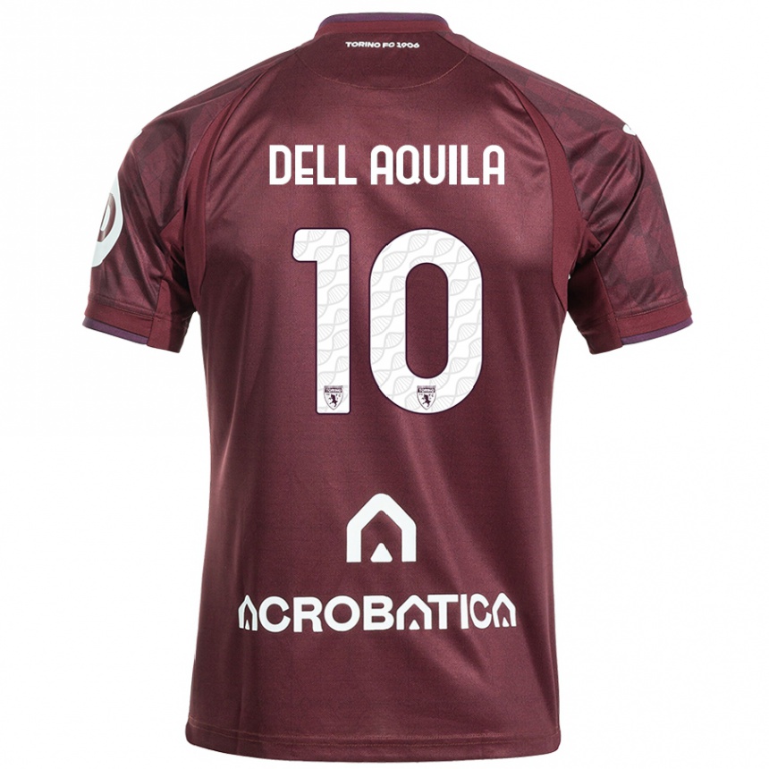 Niño Fútbol Camiseta Francesco Dell'aquila #10 Granate Blanco 1ª Equipación 2024/25 Argentina