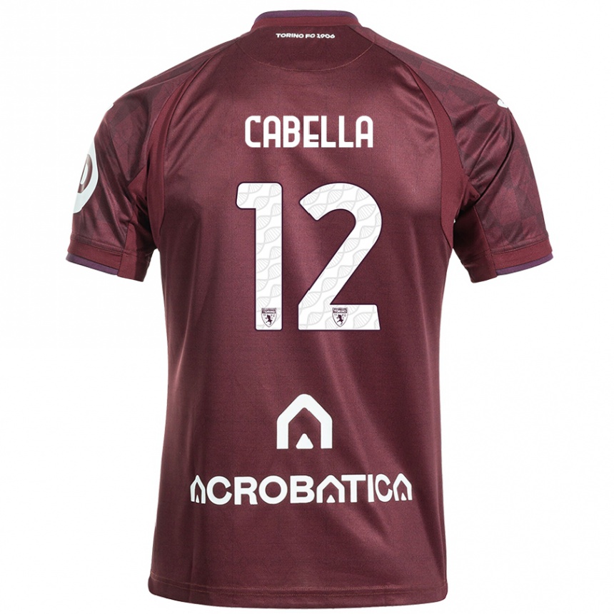 Niño Fútbol Camiseta Matteo Cabella #12 Granate Blanco 1ª Equipación 2024/25 Argentina