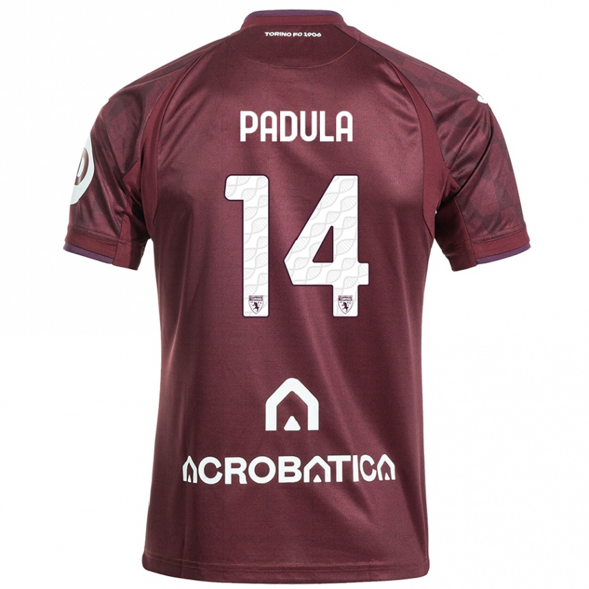 Niño Fútbol Camiseta Cristian Padula #14 Granate Blanco 1ª Equipación 2024/25 Argentina