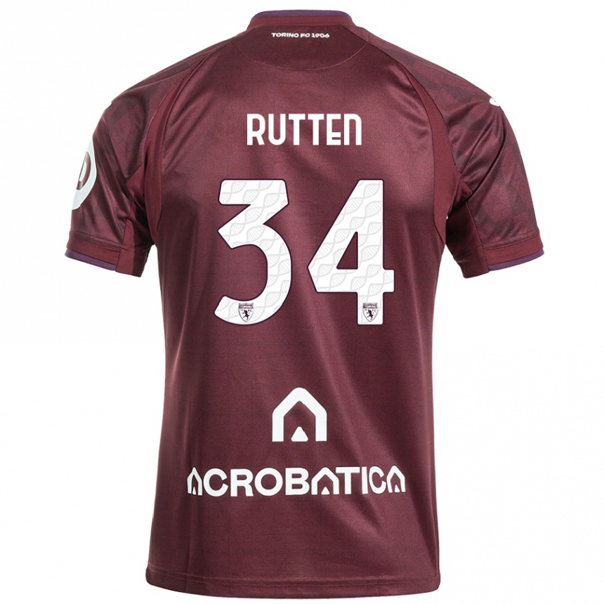 Niño Fútbol Camiseta Jill Rutten #34 Granate Blanco 1ª Equipación 2024/25 Argentina