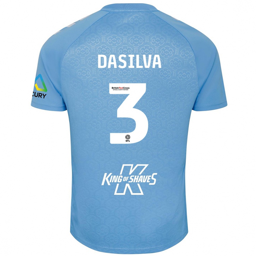 Niño Fútbol Camiseta Jay Dasilva #3 Azul Blanco 1ª Equipación 2024/25 Argentina