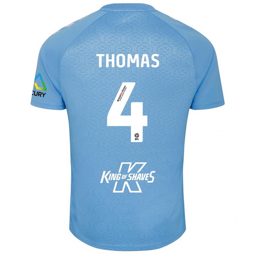 Niño Fútbol Camiseta Bobby Thomas #4 Azul Blanco 1ª Equipación 2024/25 Argentina