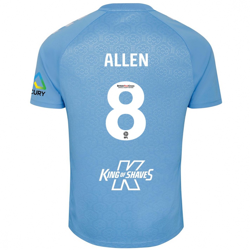 Niño Fútbol Camiseta Jamie Allen #8 Azul Blanco 1ª Equipación 2024/25 Argentina